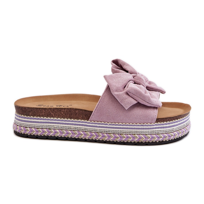 Damen-Plateau-Flip-Flops mit Schleife, Lila Evatria violett