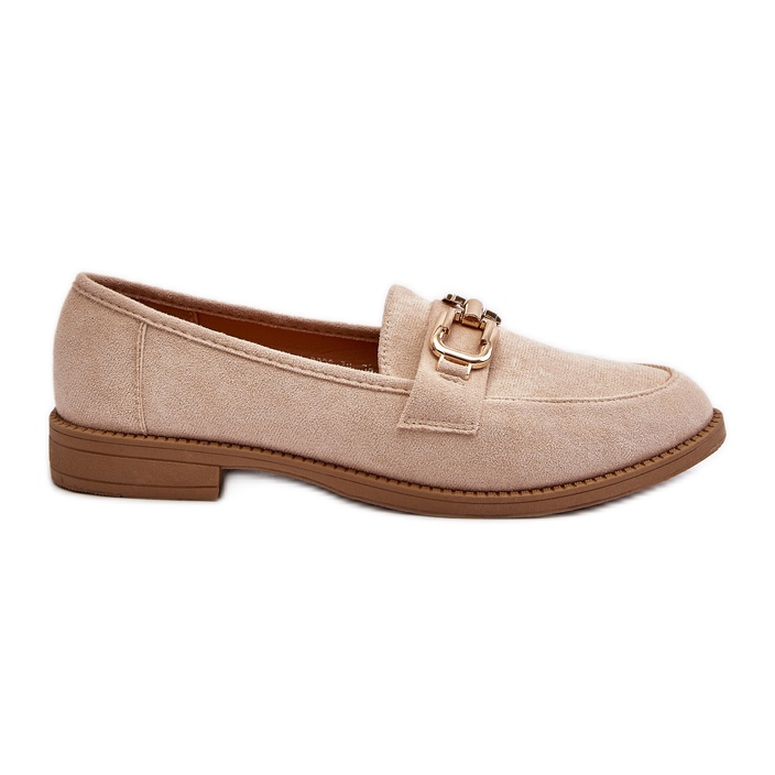 Damen-Loafer aus Wildleder mit flachem Absatz, Beige Misal