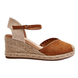 Wildleder-Espadrille-Keilsandalen mit kamelfarbenem Raylin-Geflecht braun