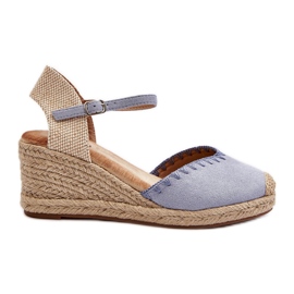 Blaue Raylin Wildleder-Espadrille-Keilsandalen mit Flechten