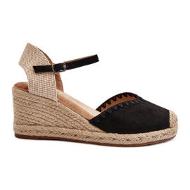 Wildleder-Espadrille-Keilsandalen mit Zopf, Black Raylin schwarz