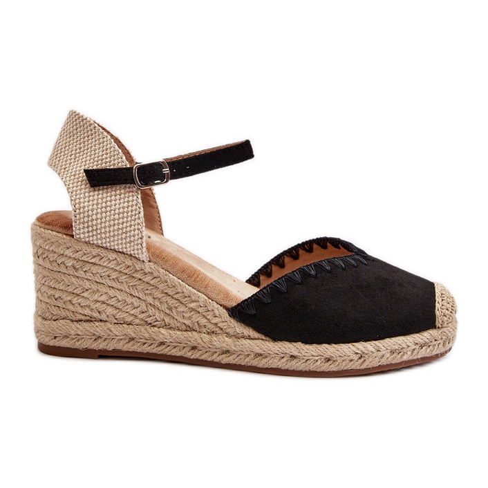 Wildleder-Espadrille-Keilsandalen mit Zopf, Black Raylin schwarz