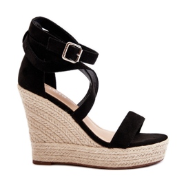 Keilsandaletten mit Zopf, Black Salthe schwarz