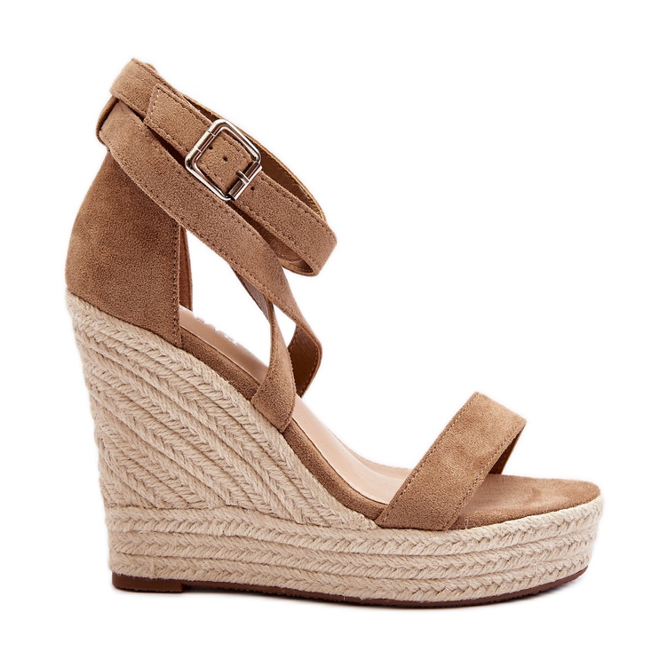 Keilsandalen mit Zopf, Brown Salthe beige