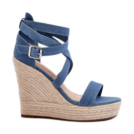 Denim-Keilsandalen mit Zopf, Blue Salthe blau