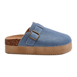 Damen-Denim-Flip-Flops-Clogs auf Plateaublau Jorffia