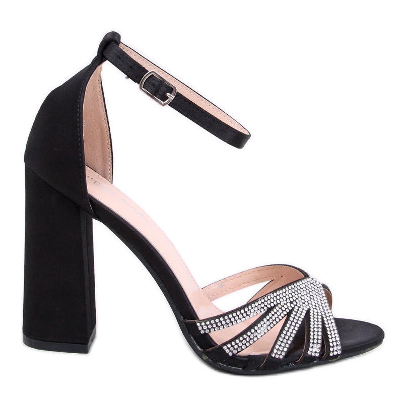 Nikitai Schwarze Sandaletten mit hohen Absätzen und Strasssteinen