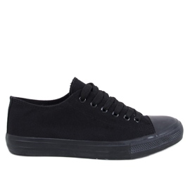 Klassische Levens Allblack-Schnürsneaker (schwarze Sohle)