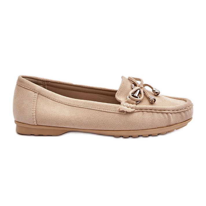 Damen-Mokassins aus Wildleder mit Verzierung, Beige Daphikaia