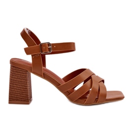 Damen-Sandalen mit hohem Absatz, Camel Opifiana braun