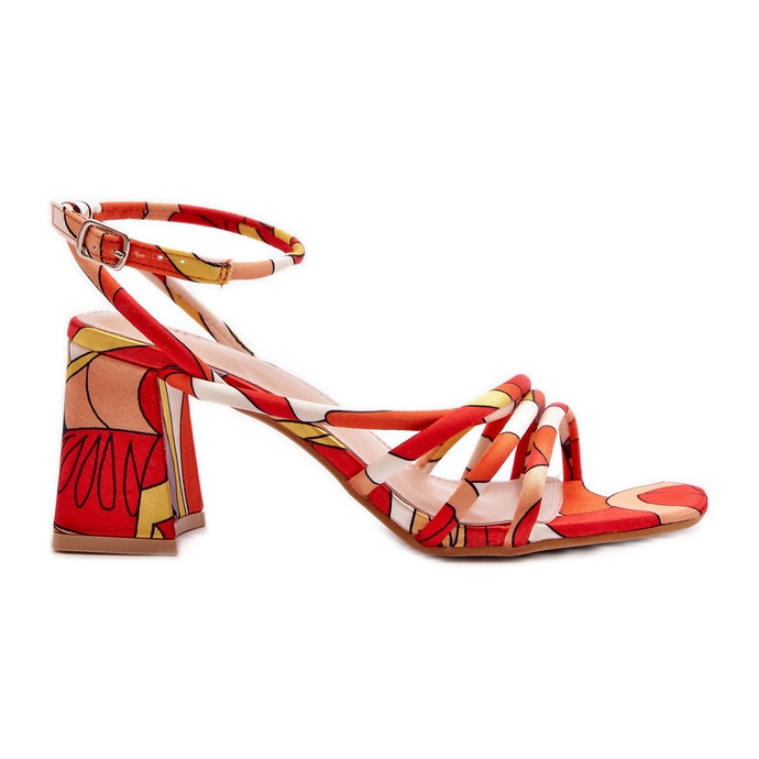 Gemusterte High Heel Sandalen Orange Jenglla