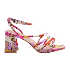Gemusterte Sandalen auf einem High Heel Lila Jenglla