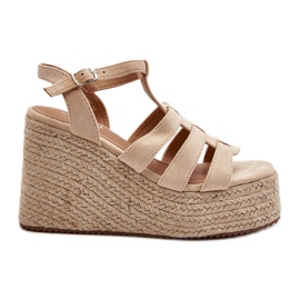 Beigefarbene Gnosis-Keilsandalen mit Zopfmuster