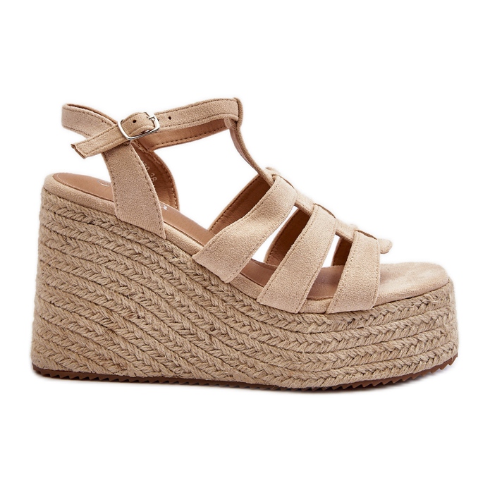 Beigefarbene Gnosis-Keilsandalen mit Zopfmuster