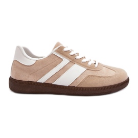 Niedrige Damen-Sneakers, Sportschuhe, Beige, Eudiopis