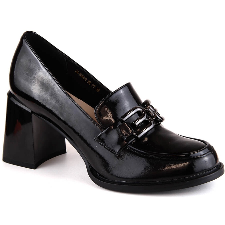 Damen-Lacklederschuhe mit hohen Absätzen, schwarz, Vinceza 63509