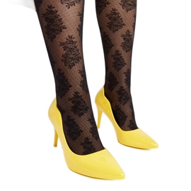 Gelbe Pauliina-Stilettos aus Lackleder mit hohem Absatz