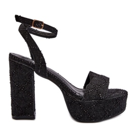 Schwarze Acrana-Jeanssandalen mit hohem Absatz