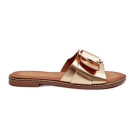 Damen-Flip-Flops mit Riemen und Schnalle, Gold Opahiri golden
