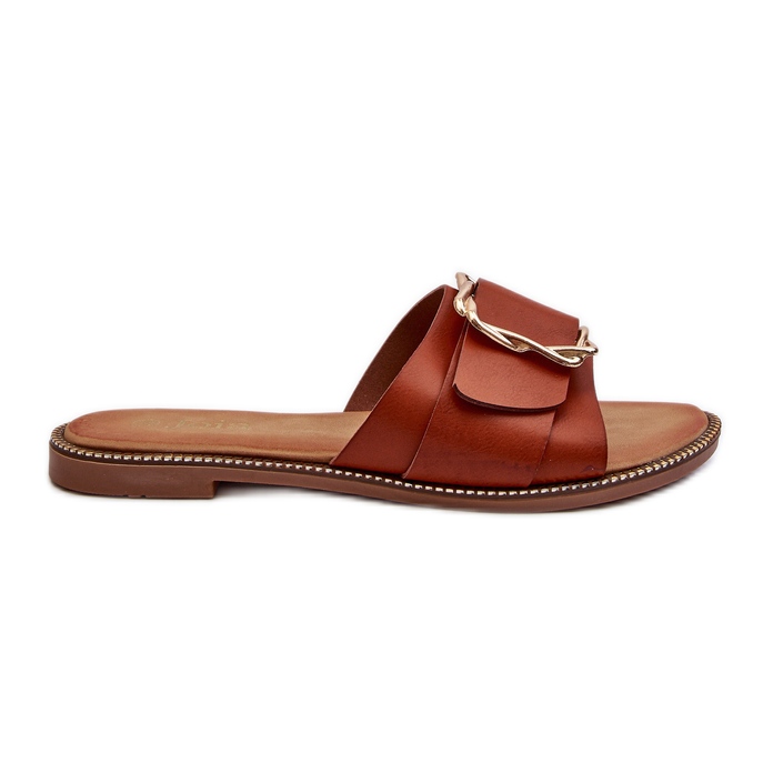 Damen-Flip-Flops mit Riemen und Schnalle Camel Opahiri braun