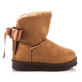 Kylie Kinder Mukluki mit Bogen braun