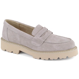 Leder-Wildleder-Schuhe für Damen, taupefarbene Mokassins, Filippo DP6090 beige