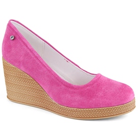 Damen-Keilschuhe aus Leder und Wildleder in Fuchsia Filippo DP3521 rosa