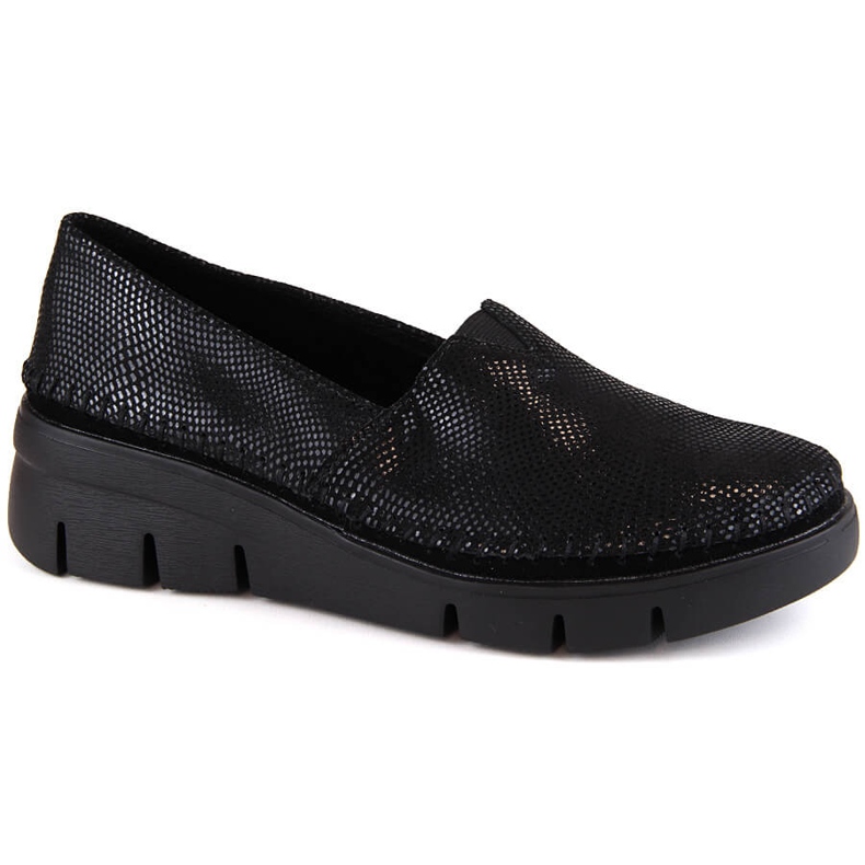 Slip-On-Keilschuhe aus glänzendem schwarzem Leder Filippo DP6161