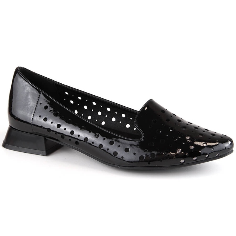M. DASZYŃSKI Durchbrochene Lack-Slip-On-Schuhe für Damen M.Daszyński SA178A-2 schwarz