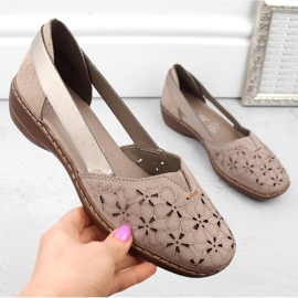 Bequeme Damen-Sommer-Slipper aus Leder, beige Rieker 41356-60