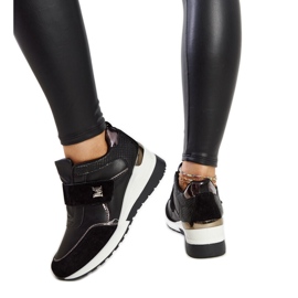 Schwarze Keilsneaker mit Libuse-Klettverschluss