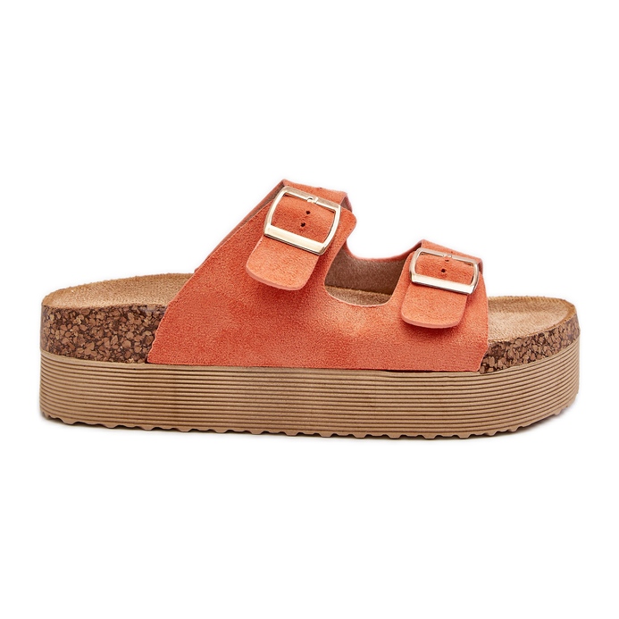 Damen-Plateau-Flip-Flops mit Schnallen Orange Lolpey