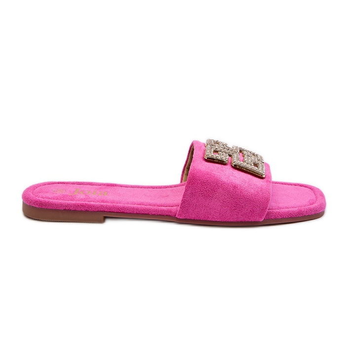Damen-Flip-Flops mit flachem Absatz und Fuchsia-Inaile-Dekoration rosa