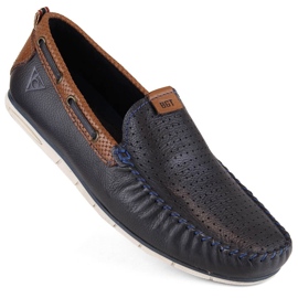 Leder-Herrenschuhe, Slip-on-Mokassins, marineblau Bugatti NN153339