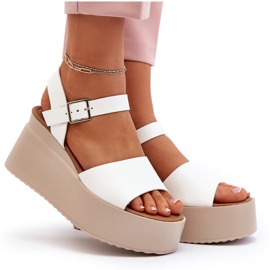 Damen-Keilsandalen Weiß Geferia