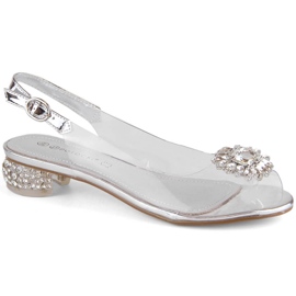 Transparente Damensandalen mit silbernen Zirkonen Potocki WS43301