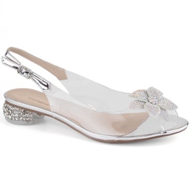 Transparente Damensandalen aus Lackleder mit silbernen Zirkonen S.Barski MR38-383