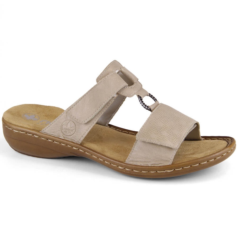 Bequeme Damen-Flip-Flops mit Klettverschluss in Beige Rieker 60885-62