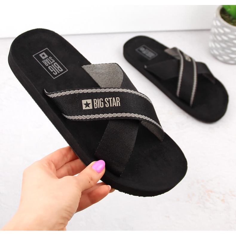 Schwarze Big Star NN274A059 Strand-Schwimmbad-Flip-Flops