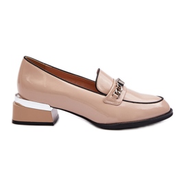 Vinceza Damen-Lackschuhe mit niedrigem Absatz Beige Albreide