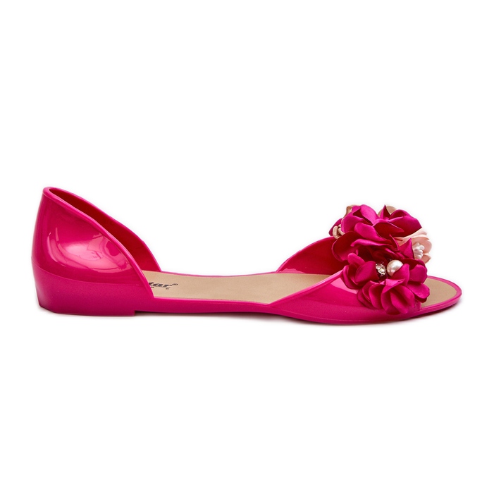 Gummiballerinas für Damen mit Blumen Fuchsia Junikla rosa