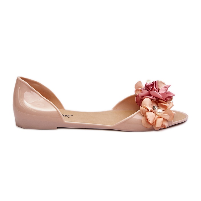 Gummiballerinas für Damen mit Blumen, Beige Junikla