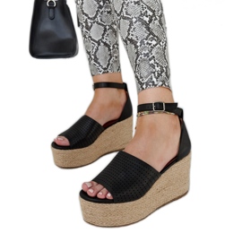 Schwarze Nives-Espadrilles mit Keilabsatz