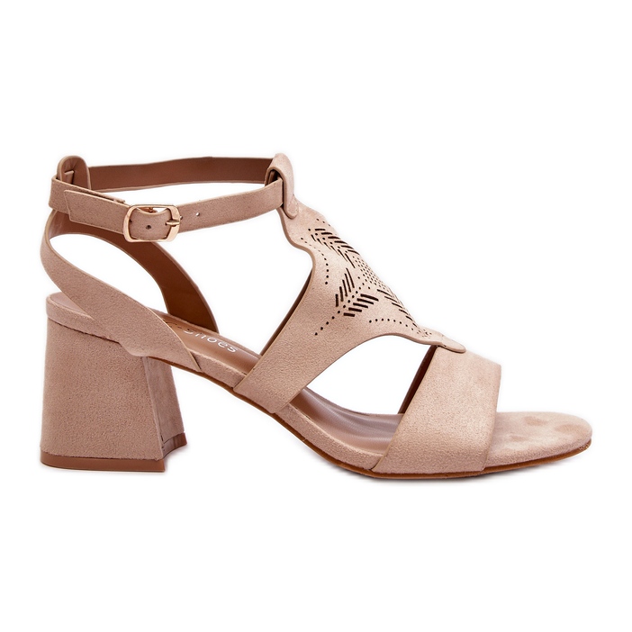 Nackte Eleriva-Sandalen mit niedrigem Absatz beige