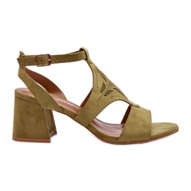 Grüne Eleriva-Sandalen mit niedrigem Absatz