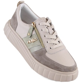 Filippo W PAW501B Leder-Plateauschuhe, beige