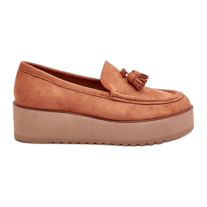 Plateau-Mokassins für Damen mit Fransen, Orange Mialani