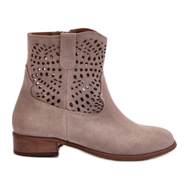Zazoo 3305/2 Durchbrochene Cappuccino-Stiefel für Damen beige