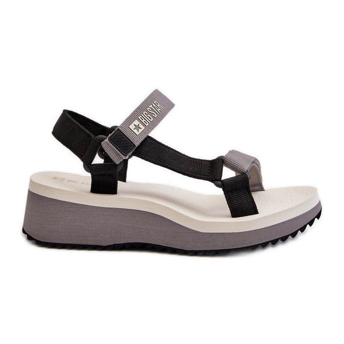 Damensandalen mit Plateau und Keilabsatz Big Star NN274A054 Grau schwarz
