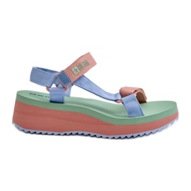 Damensandalen mit Plateau und Keilabsatz Big Star NN274A055 Blau